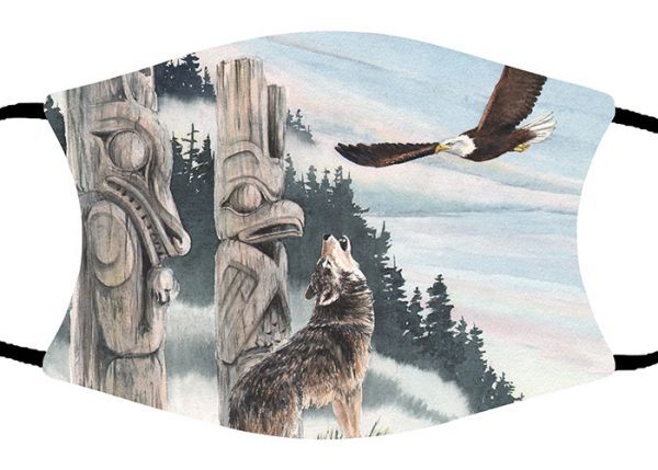 Eagle and Wolf face mask