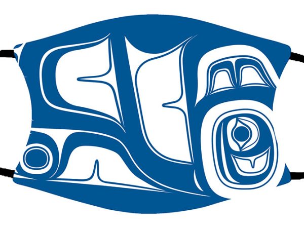 Abstract Formline Blue and White face mask