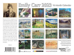 PMEC2023 Emily Carr Calendar 2023 back cover