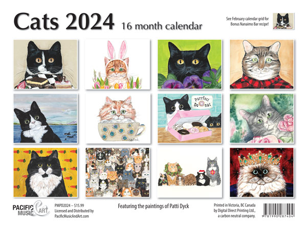 PMPD2024 Cats Calendar 2024 back cover by Patti Dyck