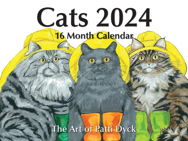 PMPD2024 Cats Calendar 2024 front cover by Patti Dyck