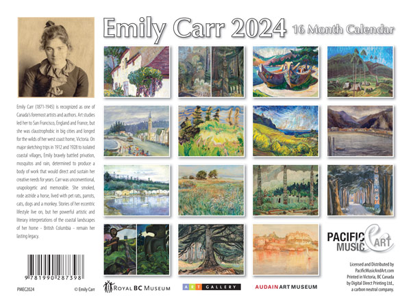 PMEC2024 Emily Carr Calendar 2024 back cover