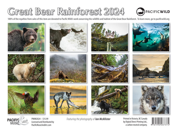 PMIM2024 Great Bear Rainforest Calendar 2024 back cover
