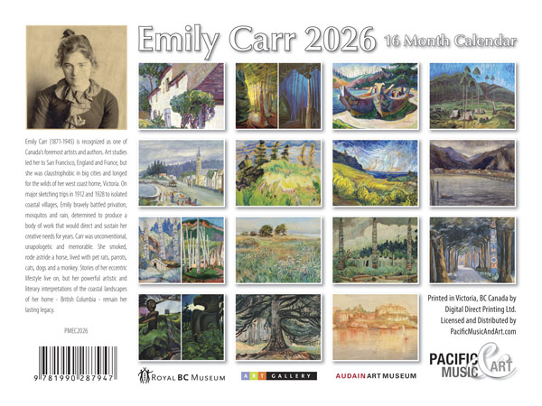 PMEC2026 Emily Carr Calendar 2026 back cover