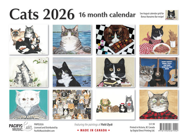 PMPD2026 Cats Calendar 2026 back cover by Patti Dyck