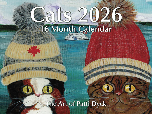 PMPD2026 Cats Calendar 2026 front cover by Patti Dyck