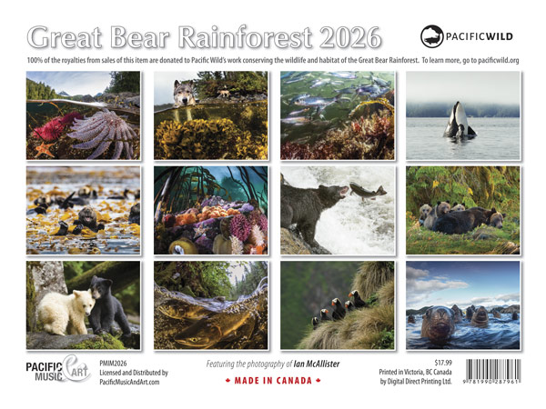 PMIM2026 Great Bear Rainforest Calendar 2026 back cover
