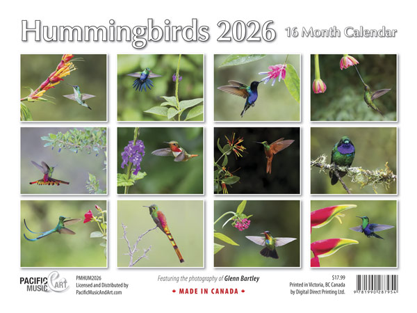 PMHUM2026 Hummingbirds Calendar back cover by Glenn Bartley