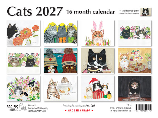 PMPD2027 Cats Calendar 2027 back cover by Patti Dyck