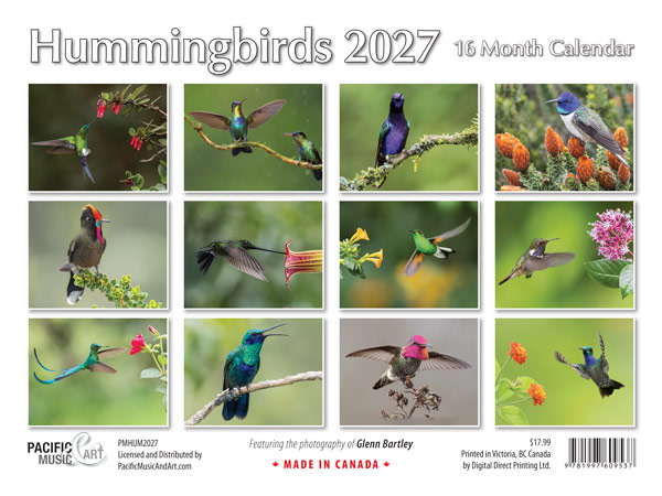 PMHUM2027 Hummingbirds Calendar back cover by Glenn Bartley