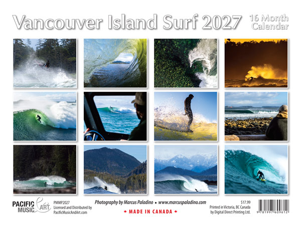 PMMP2027 Surf Vancouver Island Calendar back cover by Marcus Paladino