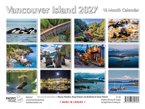 PMVI2027 Vancouver Island Calendar 2027 by Dave Hutchison back cover
